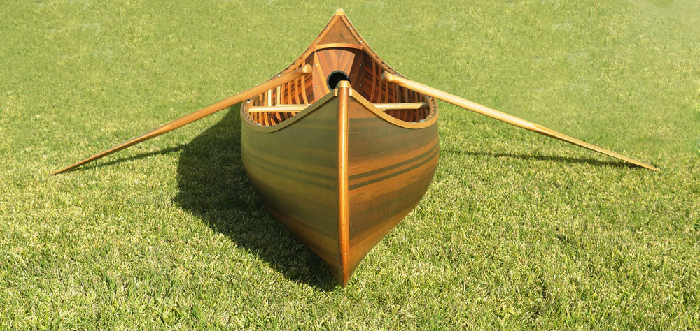 Handmade Wooden Canoe With Ribs Matte 10-Feet For Display