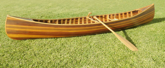 Handmade Wooden Canoe With Ribs Matte 10-Feet For Display