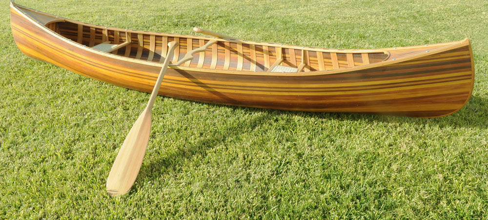 Handmade Wooden Canoe With Ribs Matte 10-Feet For Display