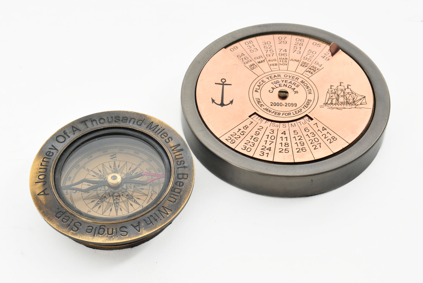 100 Year Calendar & Compass Quote Set of 2