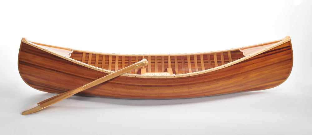 Handmade Wooden Canoe With Ribs Matte Finish 6-Feet Display Only