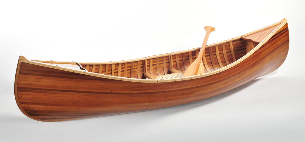 Handmade Wooden Canoe With Ribs Matte Finish 6-Feet Display Only