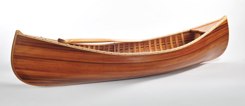 Handmade Wooden Canoe With Ribs Matte Finish 6-Feet Display Only