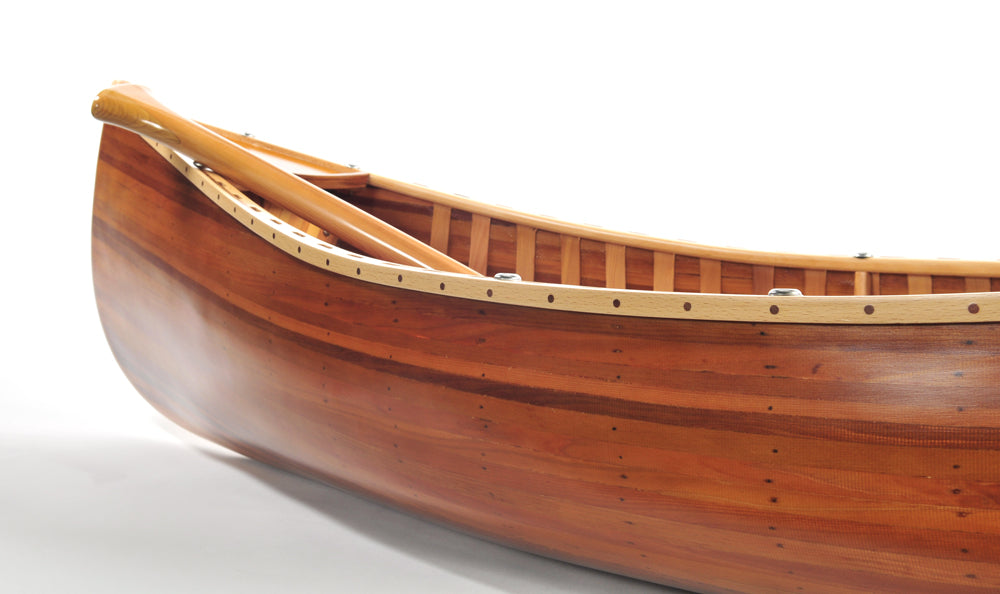 Handmade Wooden Canoe With Ribs Matte Finish 6-Feet Display Only