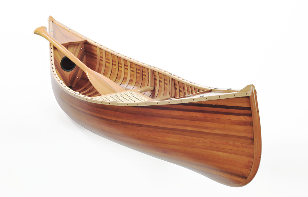 Handmade Wooden Canoe With Ribs Matte Finish 6-Feet Display Only