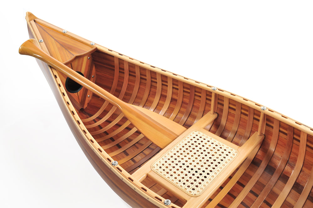 Handmade Wooden Canoe With Ribs Matte Finish 6-Feet Display Only