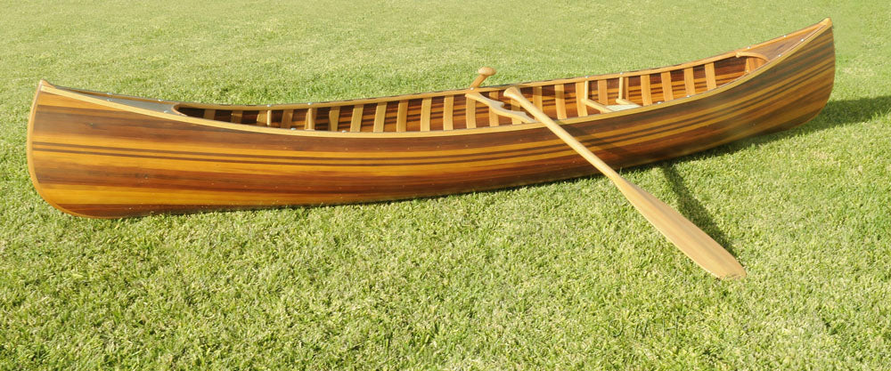 Real Handmade Wooden Canoe With Ribs Curved Bow Matte Finish 12 Feet