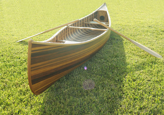 Real Handmade Wooden Canoe With Ribs Curved Bow Matte Finish 12 Feet