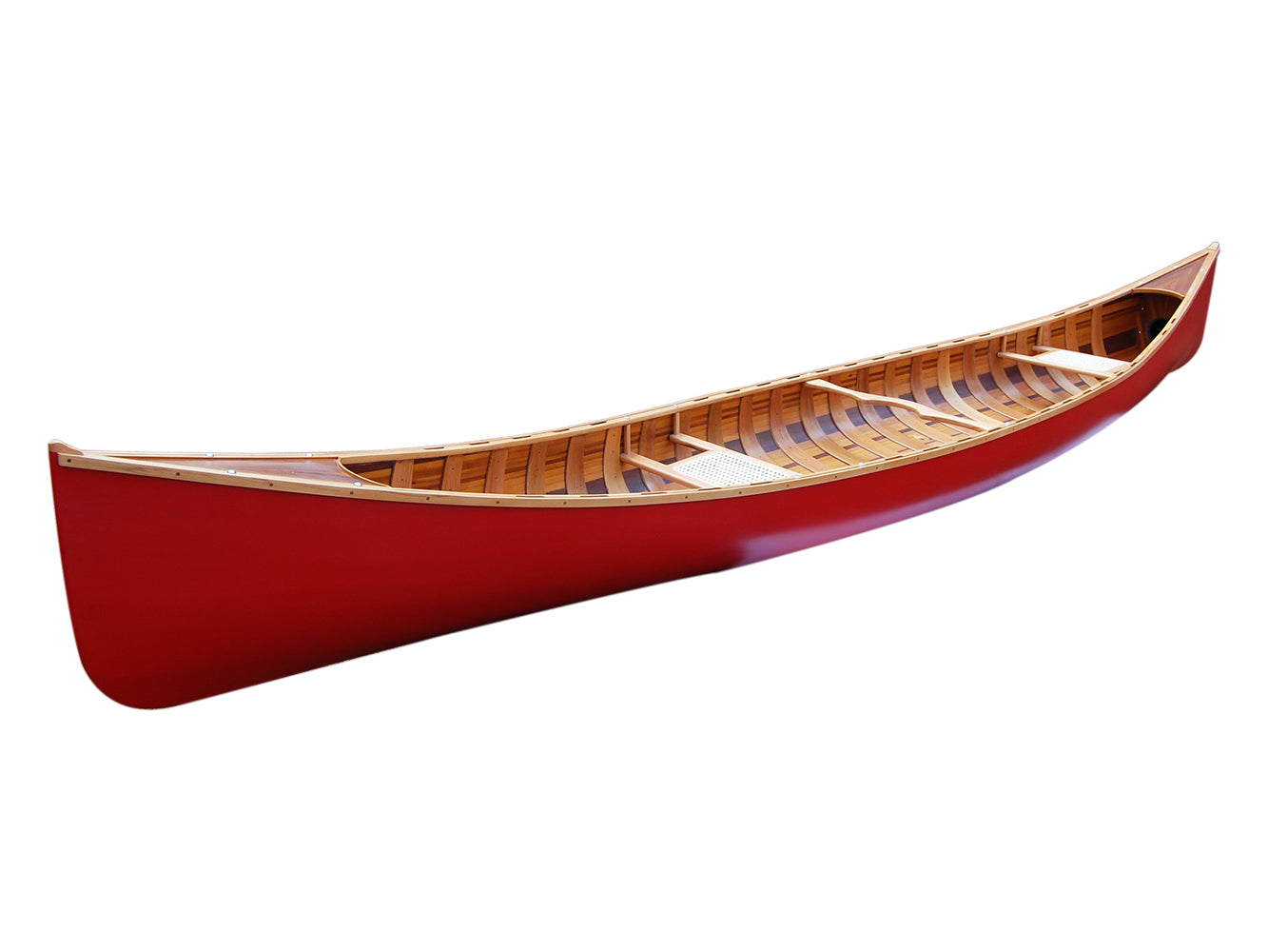 Real Wooden Canoe With Ribs in Red 16-Feet