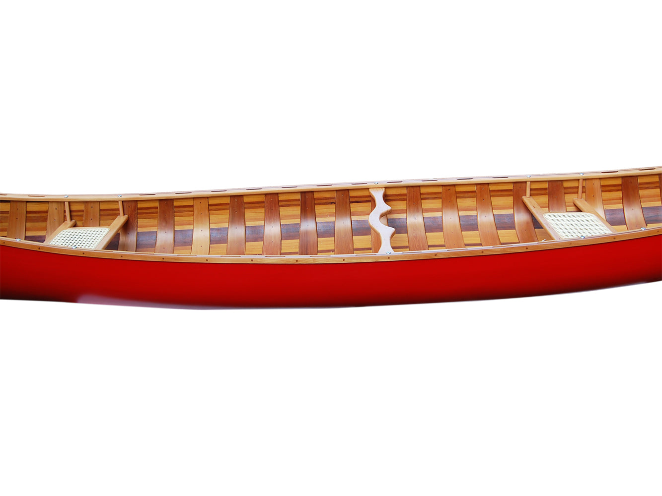 Real Wooden Canoe With Ribs in Red 16-Feet