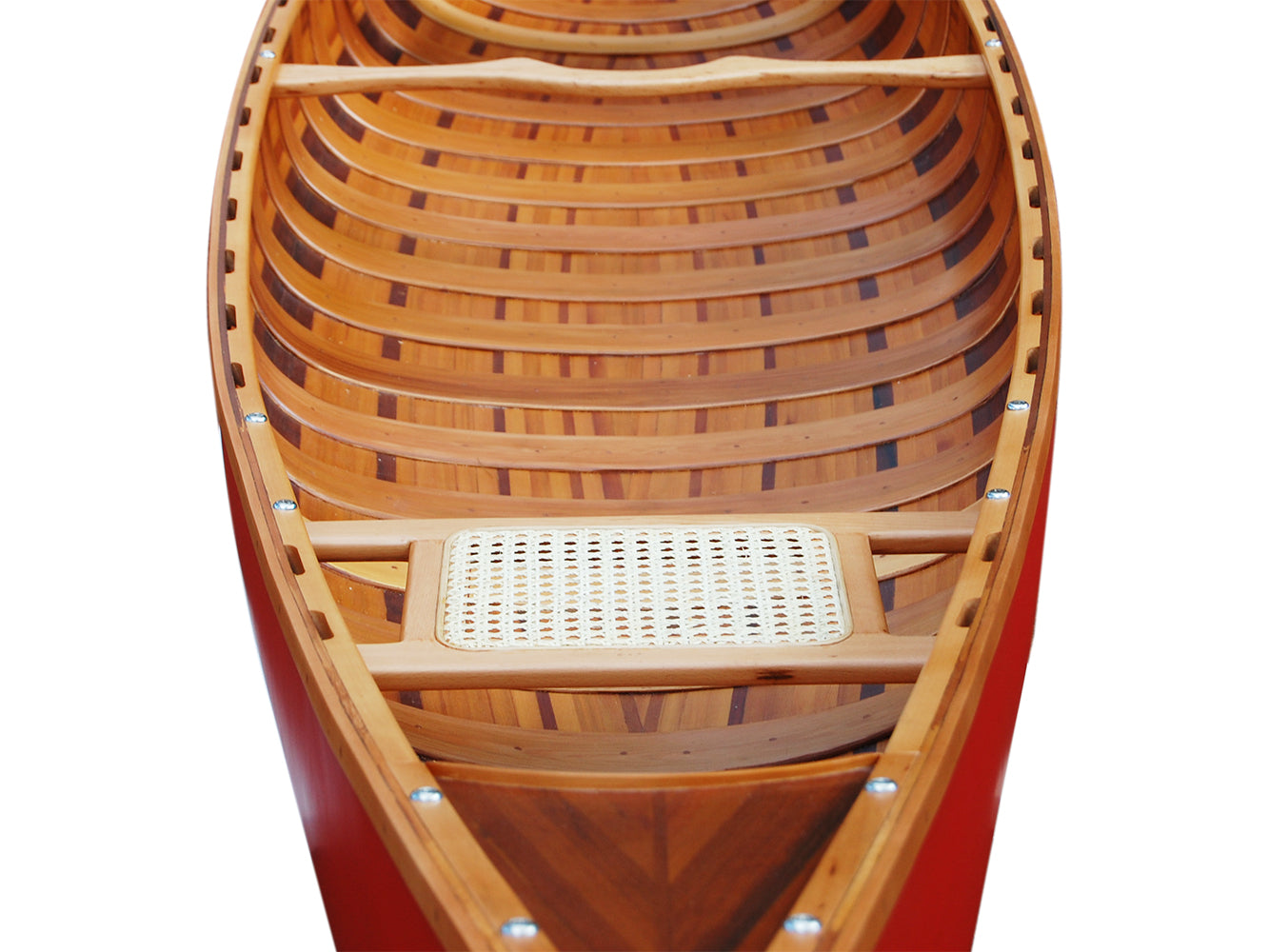 Real Wooden Canoe With Ribs in Red 16-Feet