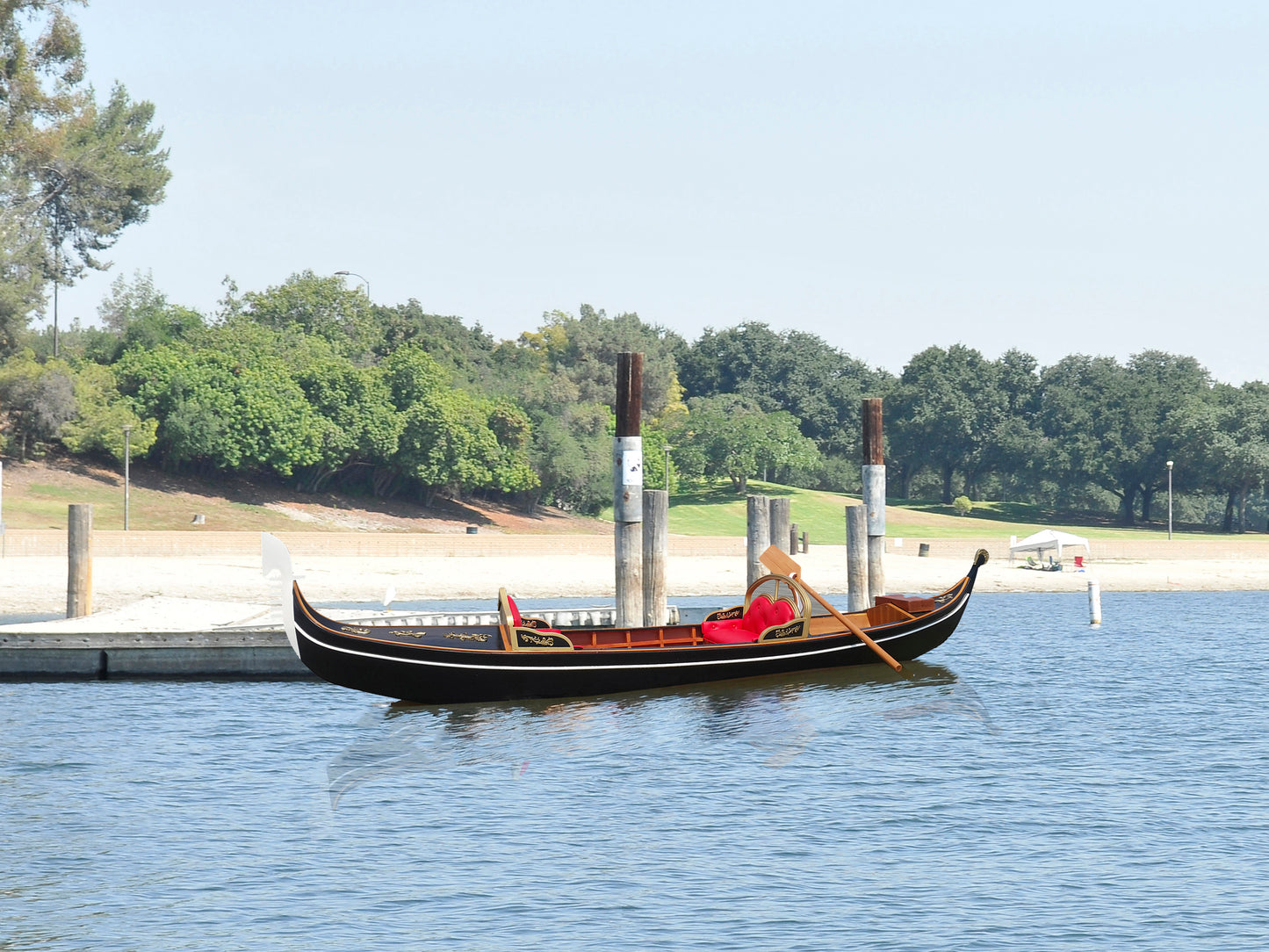 Handmade Wooden Venetian Gondola Real Boat 15-Feet