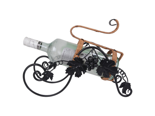 On the Vine Embellished Metal Carriage Wine Holder